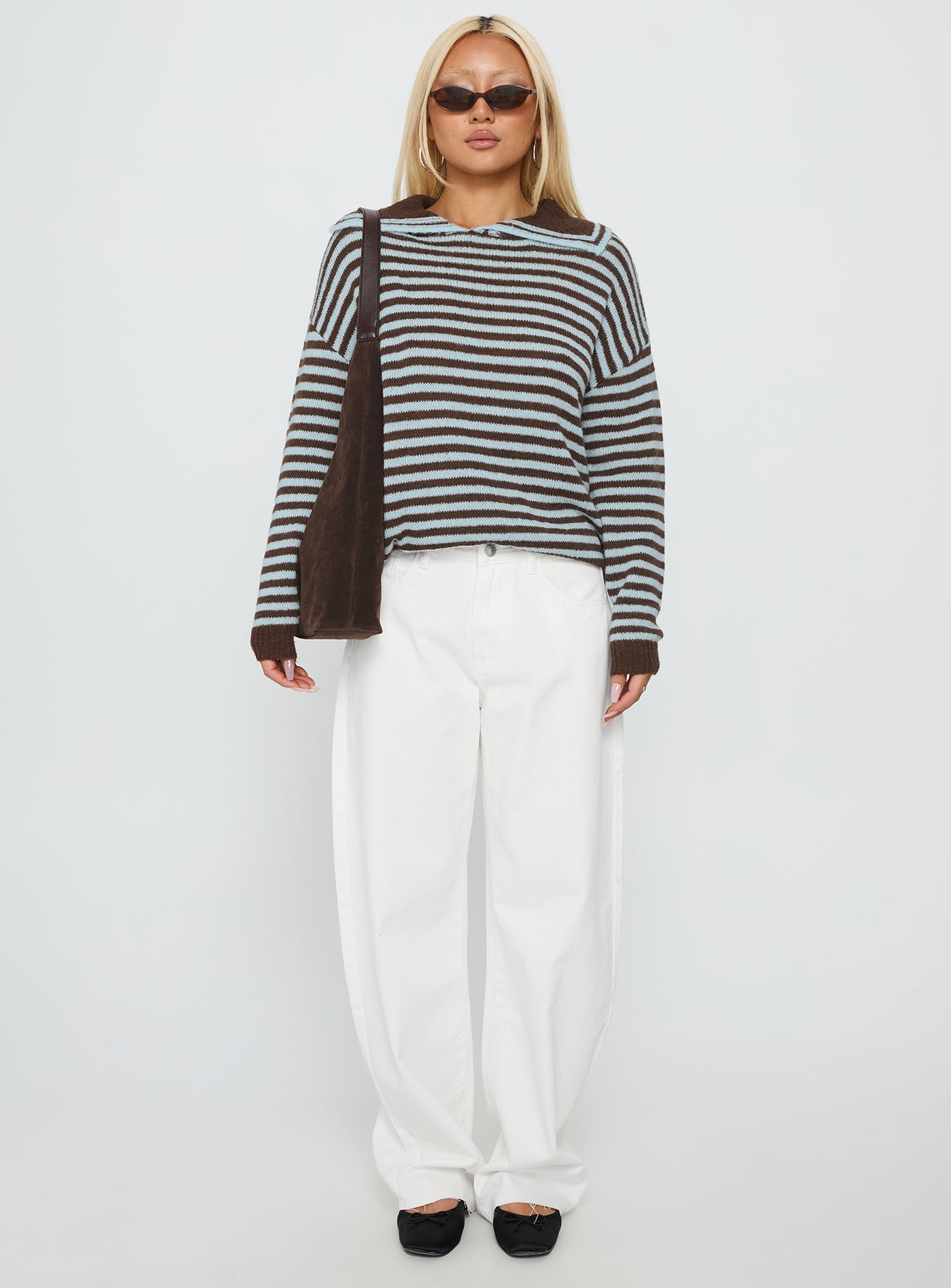 Kaio Mid Rise Barrel Leg Denim Jeans White