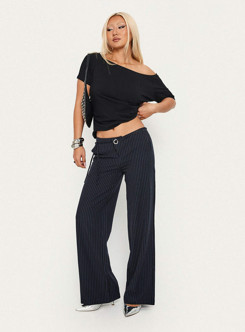 Nanami Tie Side Pant Navy Pinstripe