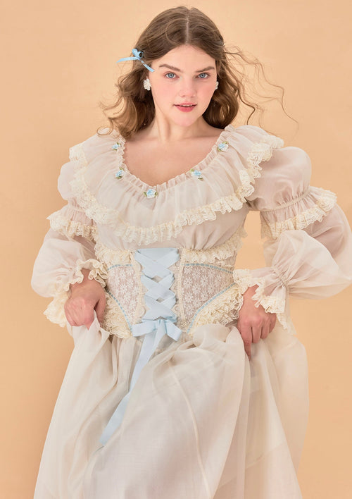 （US Exclusive）Curve & Plus Blue Hydrangea Corset Dress