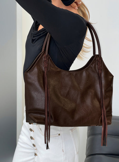 Speed Of Light Faux Leather Tote Bag Brown