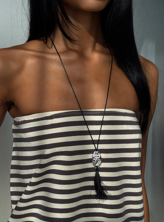 Melara Longline Tassel Necklace Black