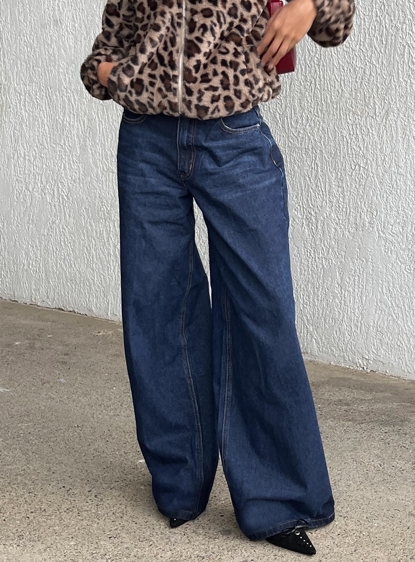 Naylor Mid Rise Wide Leg Jeans Mid Blue Denim Petite