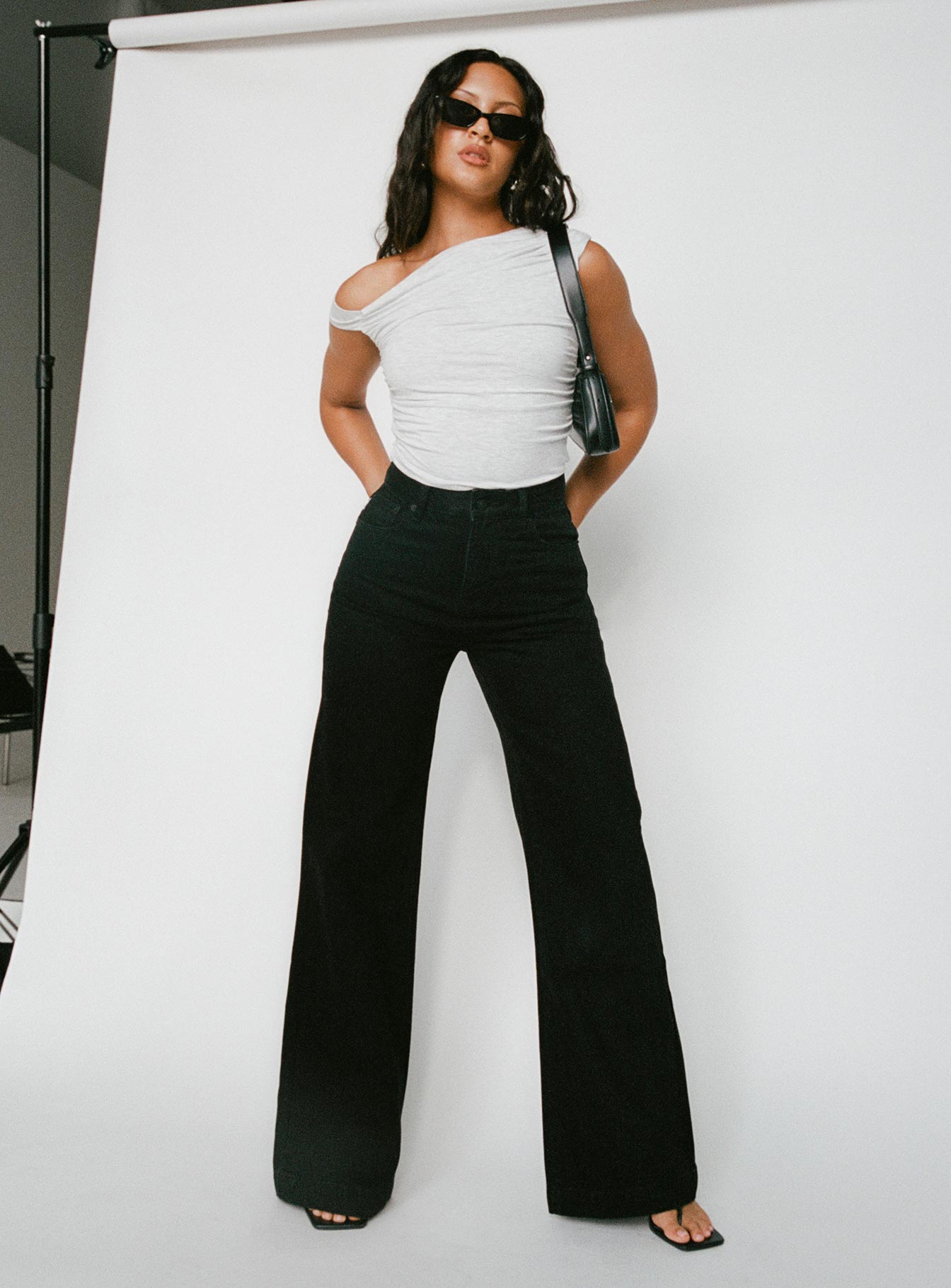 Goldie High Rise Wide Leg Jeans Black Tall