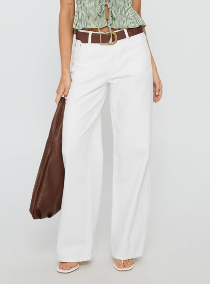 Serenitia Mid Rise Relaxed Jeans White Wash
