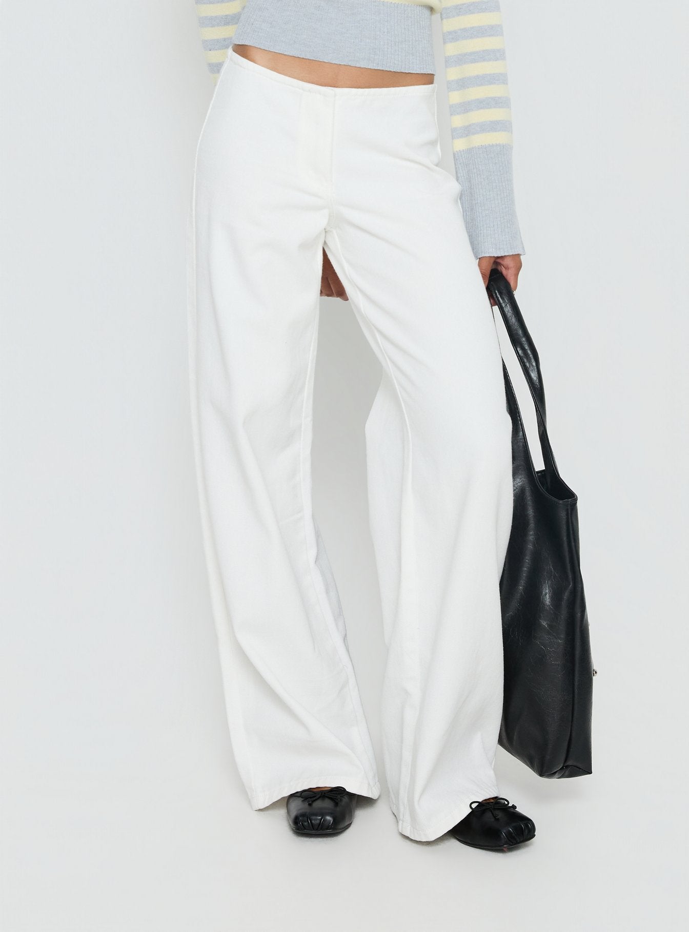 Hereos Mid Rise Baggy Leg Jeans White