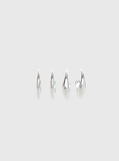 Lahna Hoop Earring Pack Silver