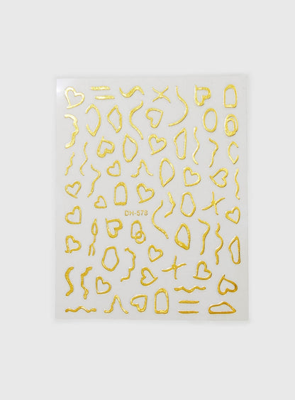 Floating Along Nail Stickers Gold