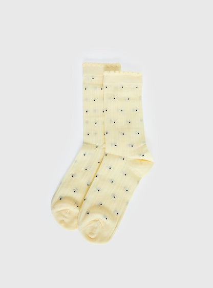 Rosee Ribbed Socks Butter Polka