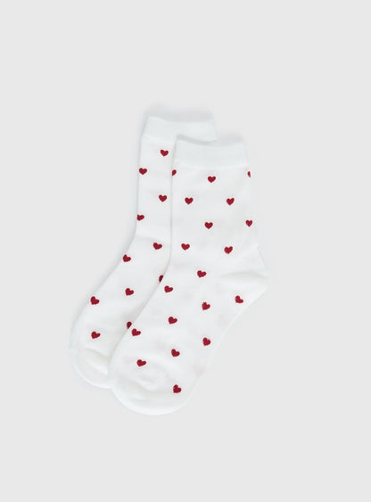 Sweet Heart Socks White / Red