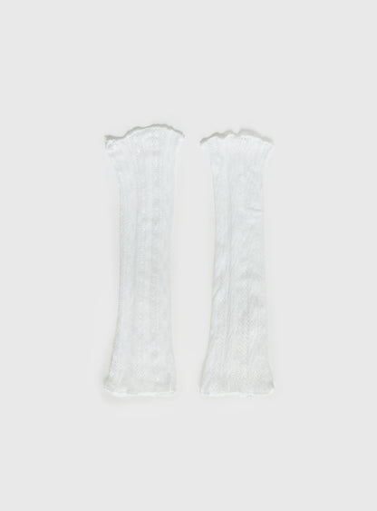 Westie Lace Leg Warmers White
