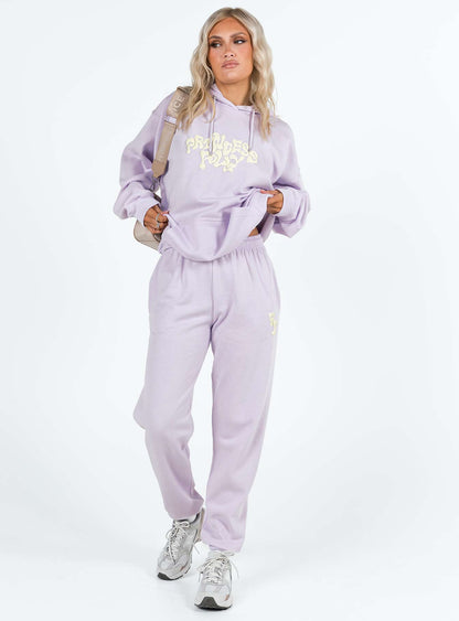 Princess Polly Track Pants Squiggle Text Dusty Mauve / Eggshell