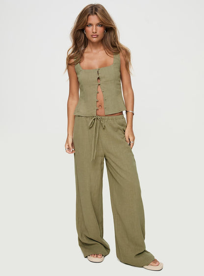 Zodiac Linen Blend Pants Olive