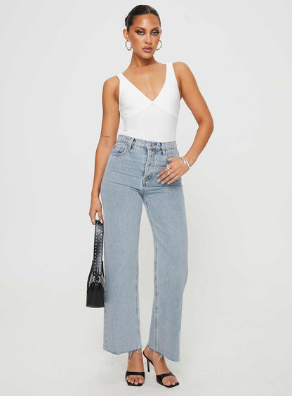 Fawcett High Rise Straight Leg Jeans Light Blue Wash Denim Tall