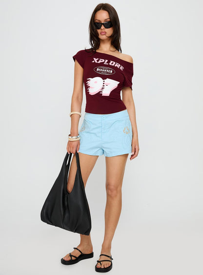 Leleia Embroidered Shorts Blue
