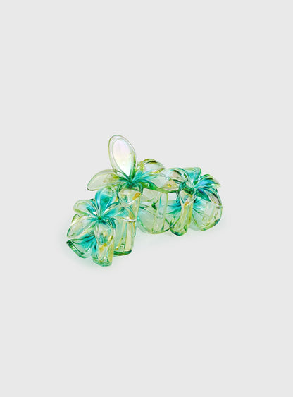 Radiant Beam Floral Hair Clip Yellow / Green