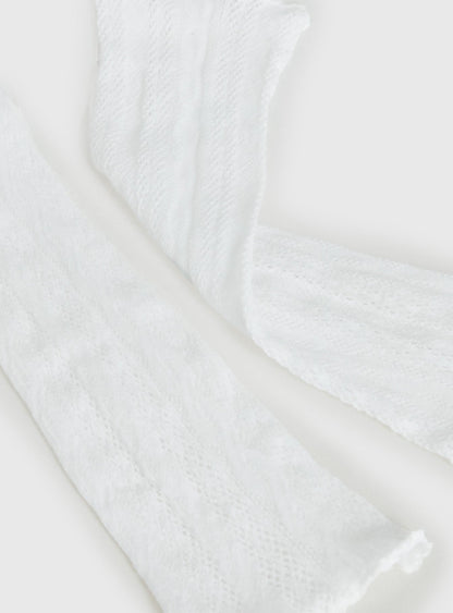 Westie Lace Leg Warmers White