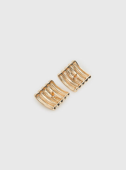 Grant My Wish Square Earrings Gold / Red