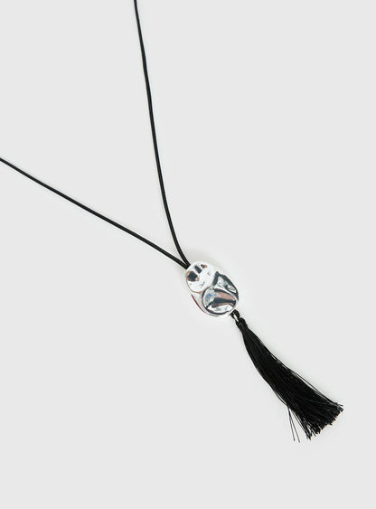 Melara Longline Tassel Necklace Black