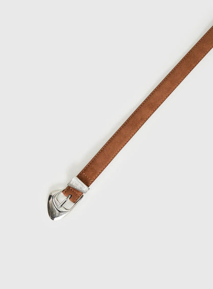 You're Strong Belt Faux Suede Brown / Silver