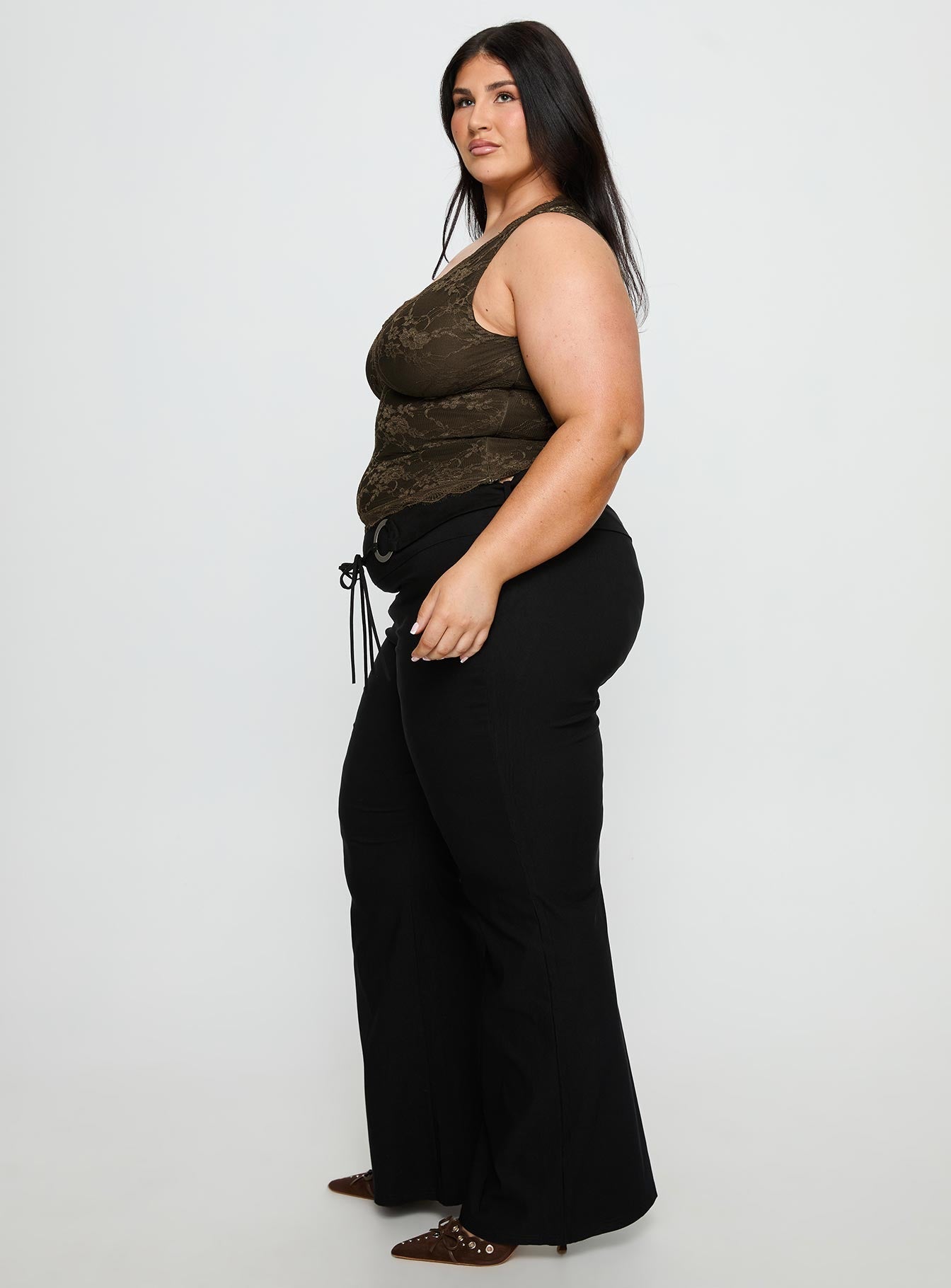 Twinflame Low Rise Hardware Pants Black Curve