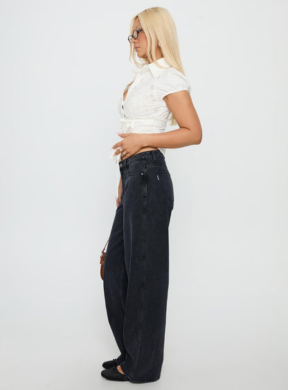 Maryanne Mid Rise Relaxed Jeans Washed Grey