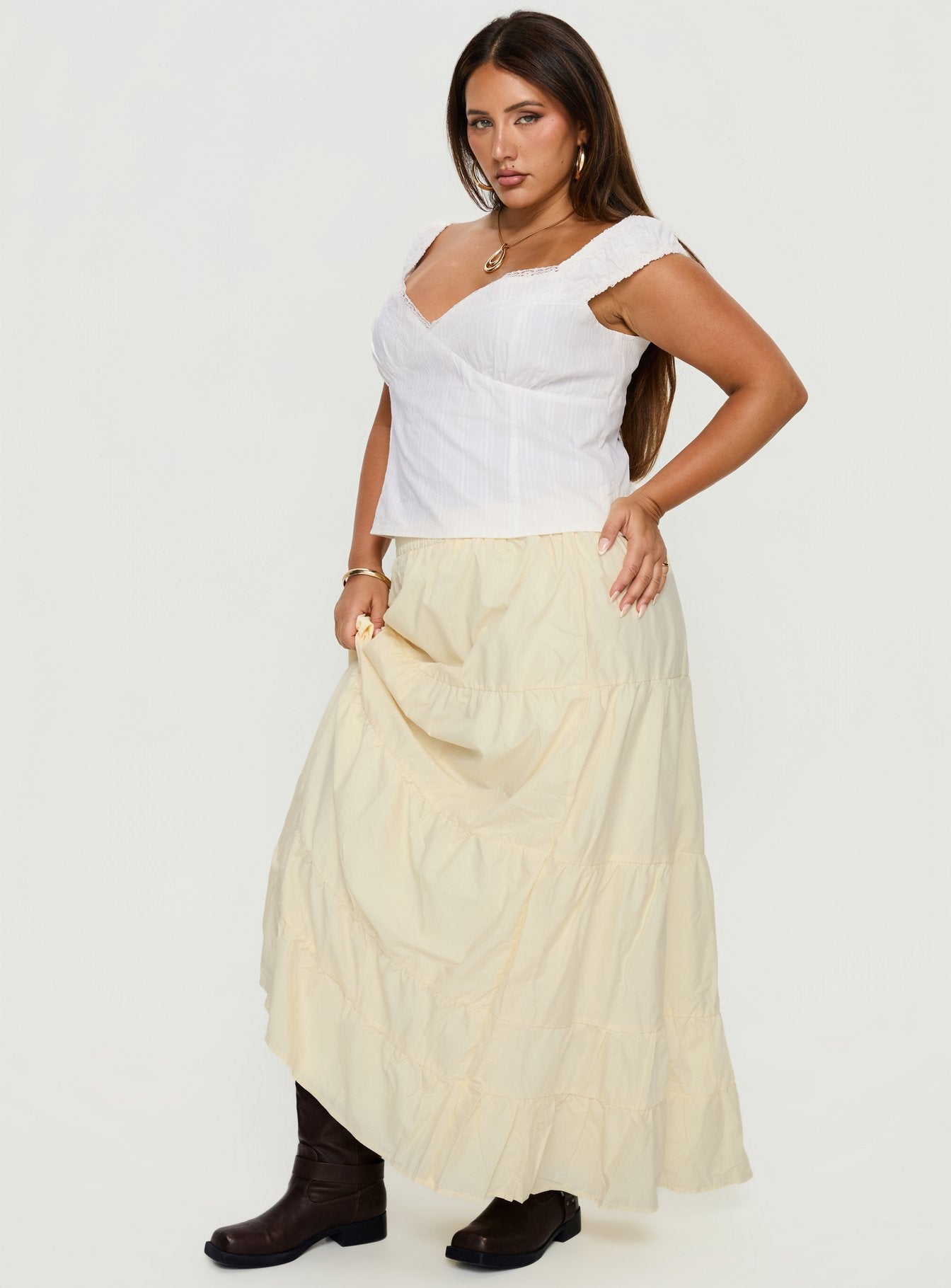 Garden Party Maxi Skirt Lemon Curve