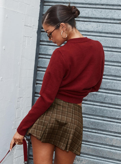 Little Bow Peep Mini Skirt Brown Check