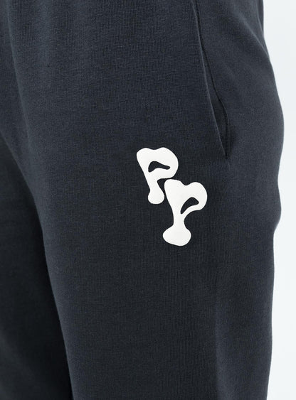 Princess Polly Track Pants Squiggle Text Black Sand / Eggshell