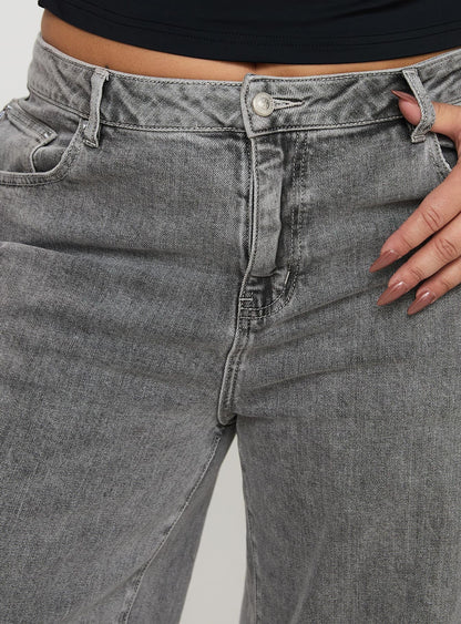 Wolfie High Rise Wide Leg Slouchy Jeans Steel Curve