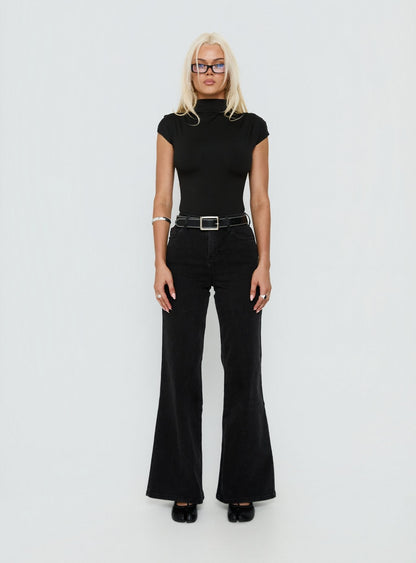 Thearlie High Rise Flared Jeans Washed Black