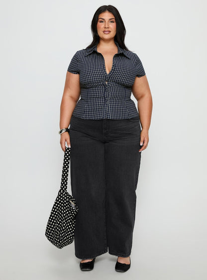 Serenitia Mid Rise Relaxed Jeans Washed Black Curve