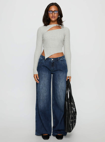 Downtowner Low Rise Cargo Jeans Mid Blue Wash