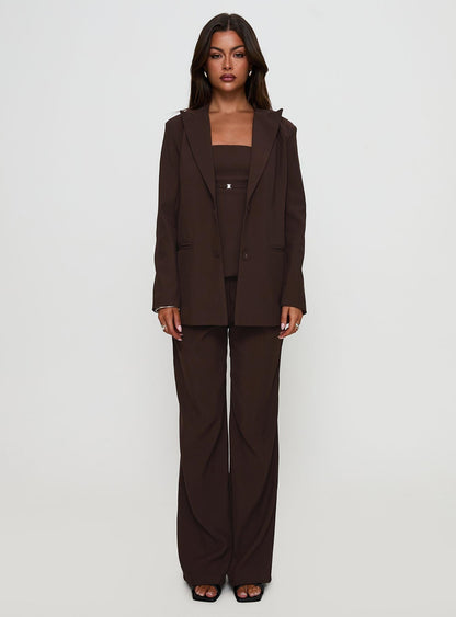 Crowd Pleaser Oversized Blazer Chocolate