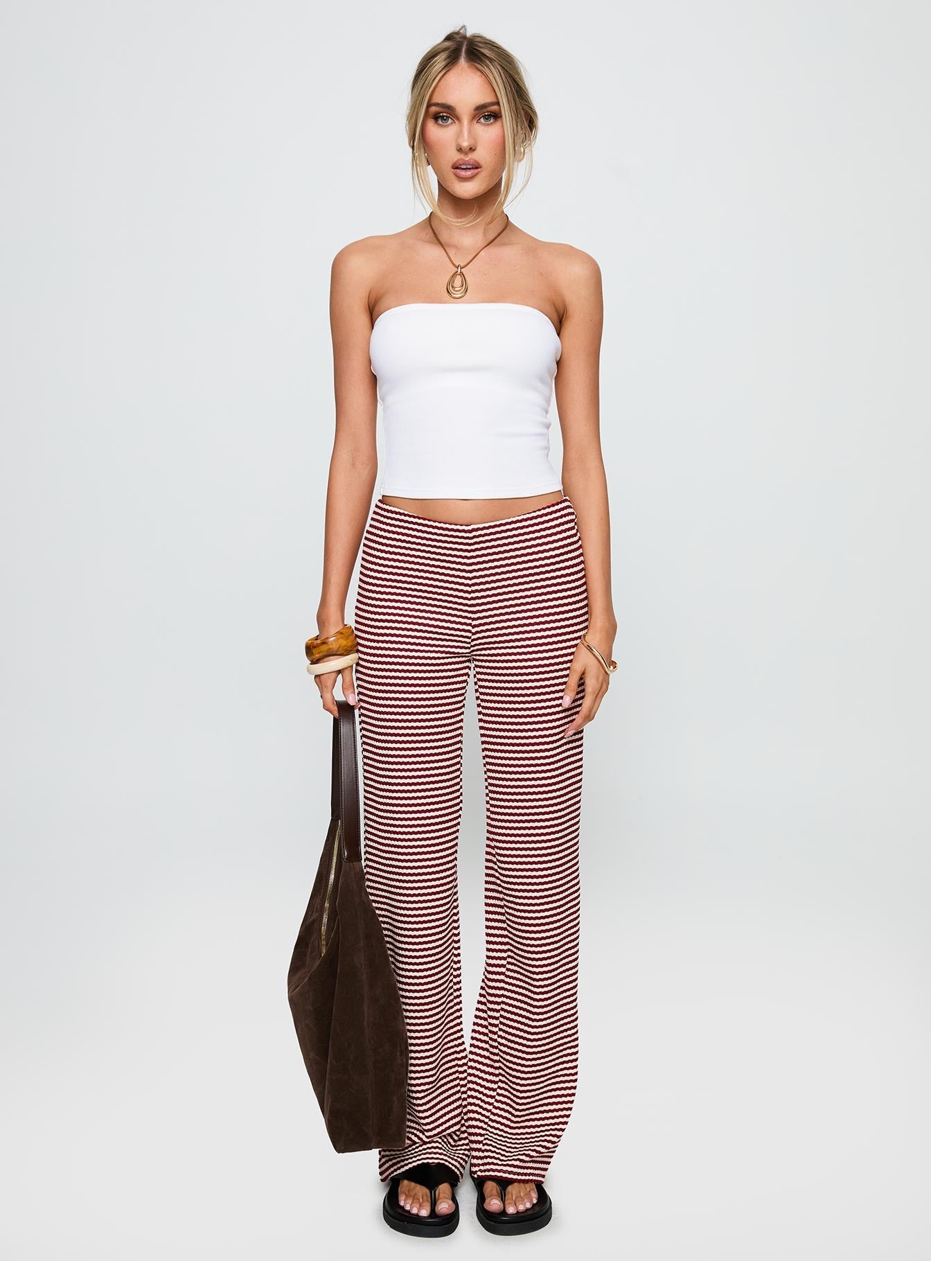 Next To Me Lounge Pant Red / White Stripe