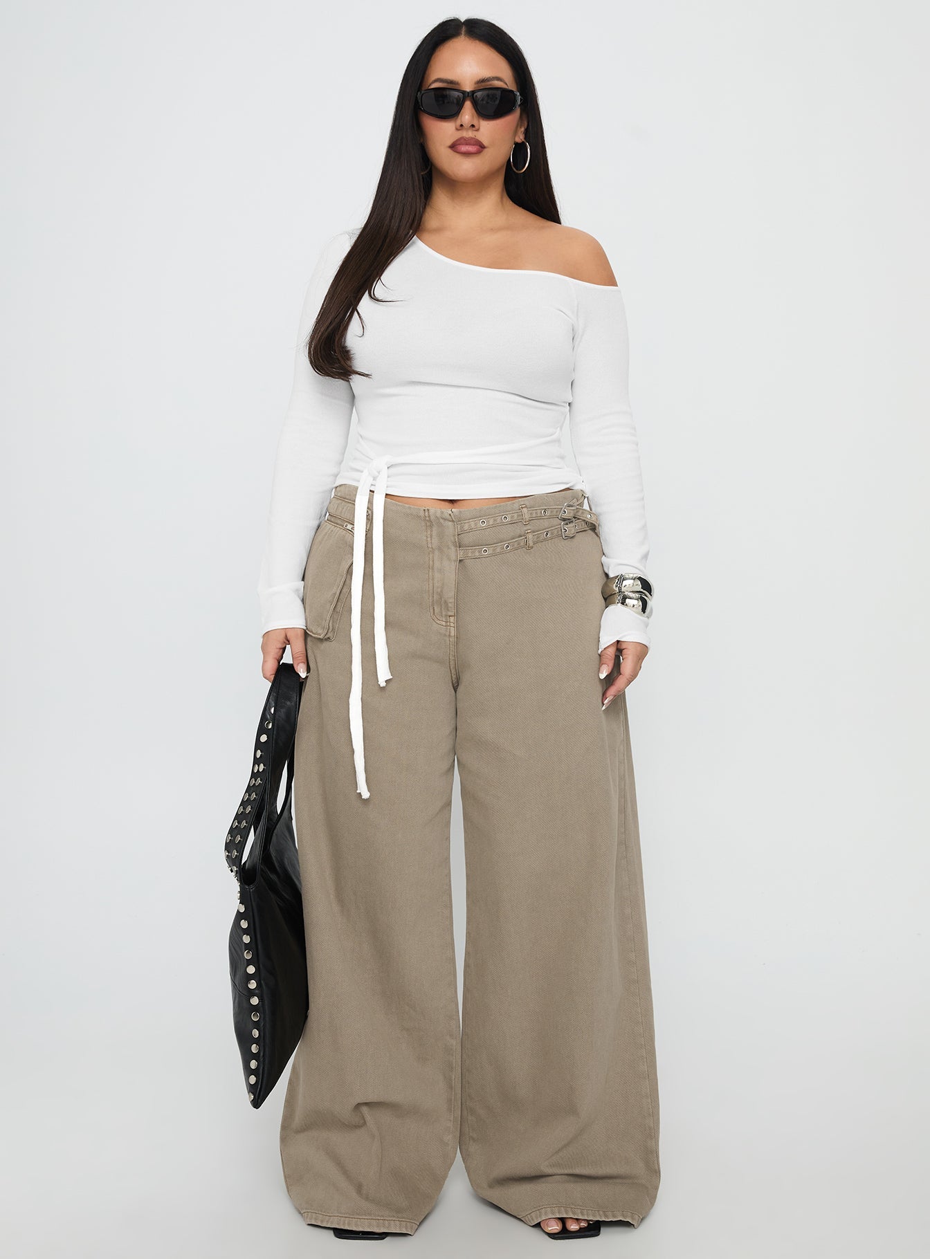 Paltrow Cargo Jeans Washed Brown Curve