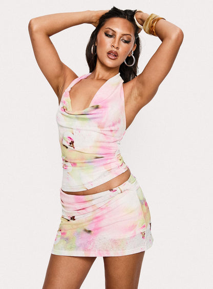 Sugar Rush Ruched Skort Pink / Yellow Multi