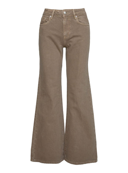 Under Control Mid Rise Wide Leg Jeans Washed Brown